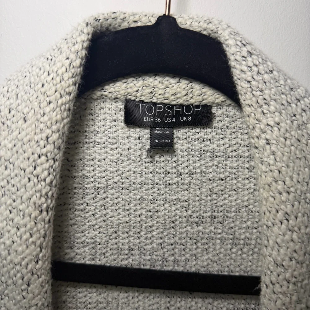 Topshop Women Grey salt pepper Textured Knit Blazer Cardigan Jacket Size US 4 - Picture 4 of 9